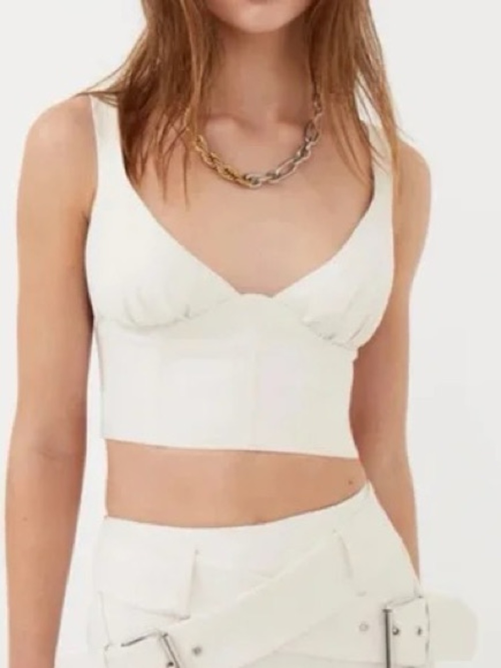 For Love & Lemons White Cropped Bustier Tank